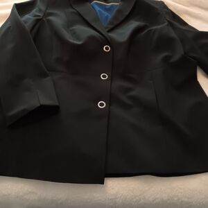 Elegant Black Women's Blazer with Blue Lining